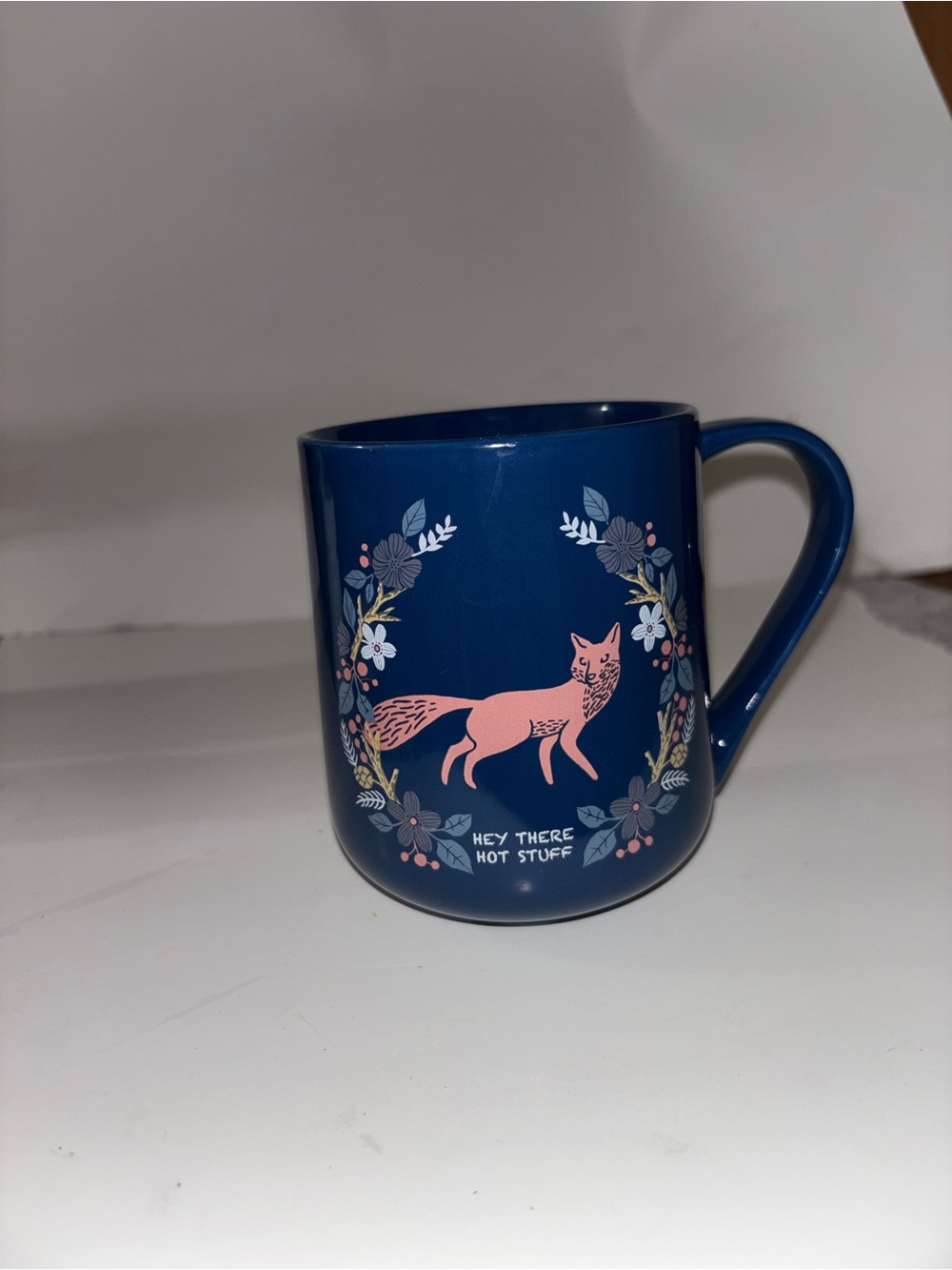Blue Fox Floral Ceramic Coffee Mug - Hey There Hot Stuff